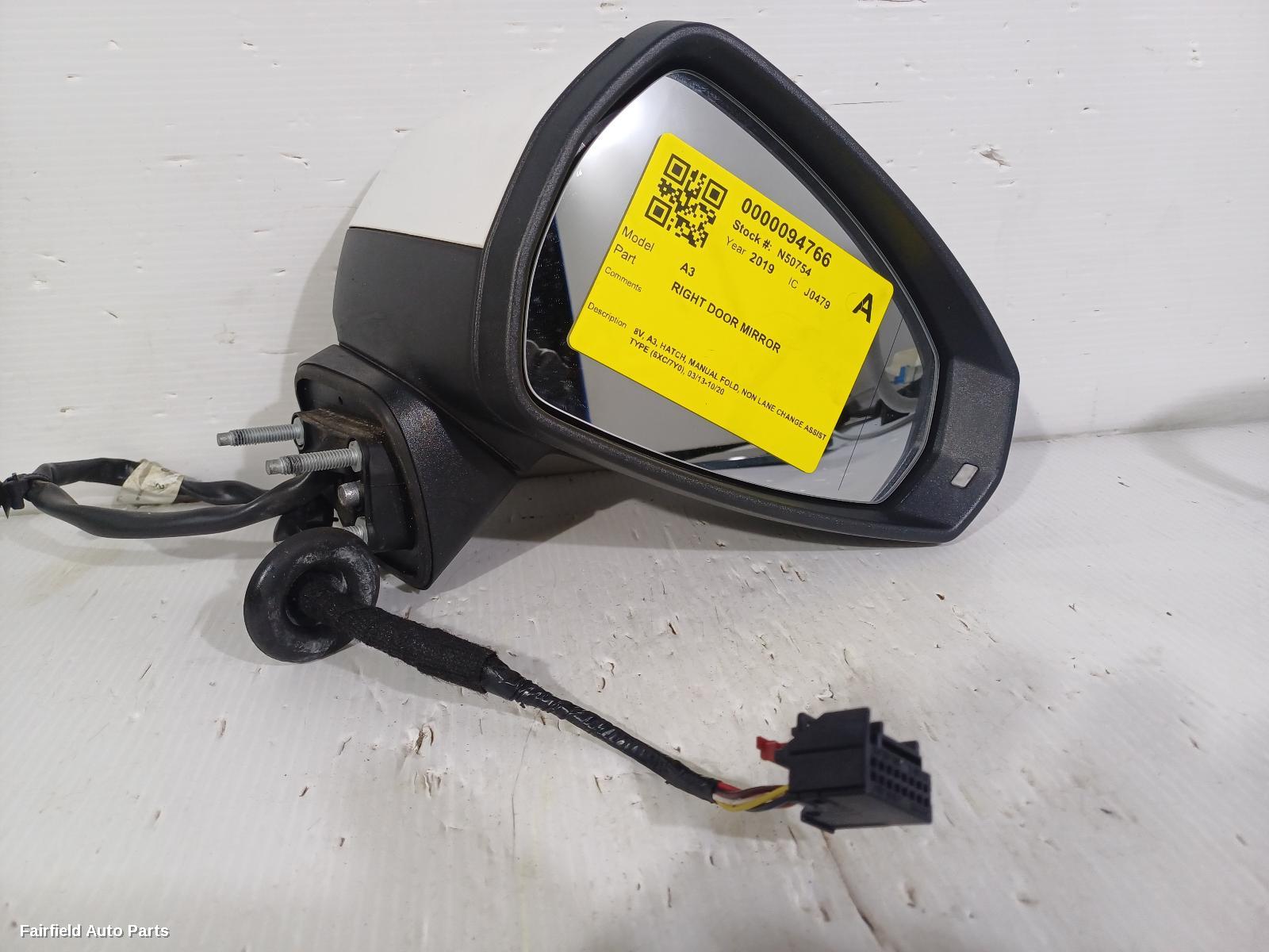 2013-2020 Audi A3 Right Door Mirror