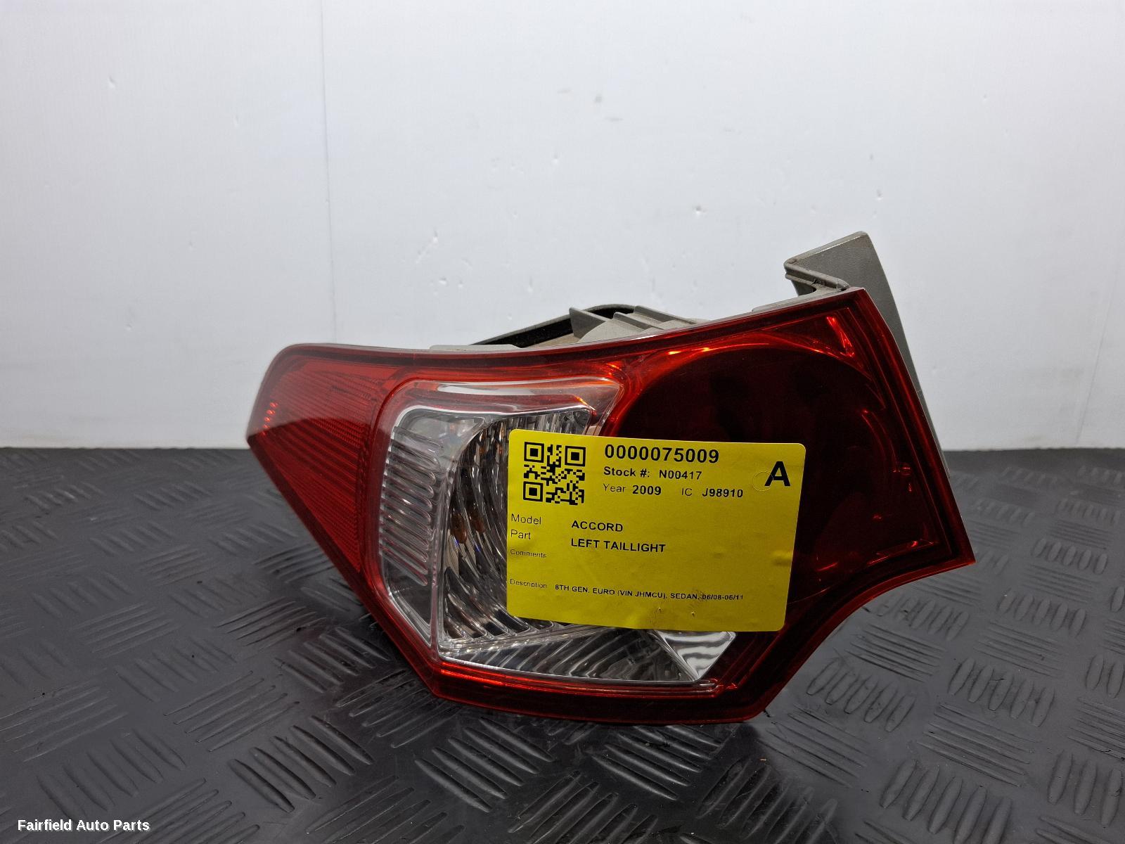 2008-2011 Honda Accord Left Taillight