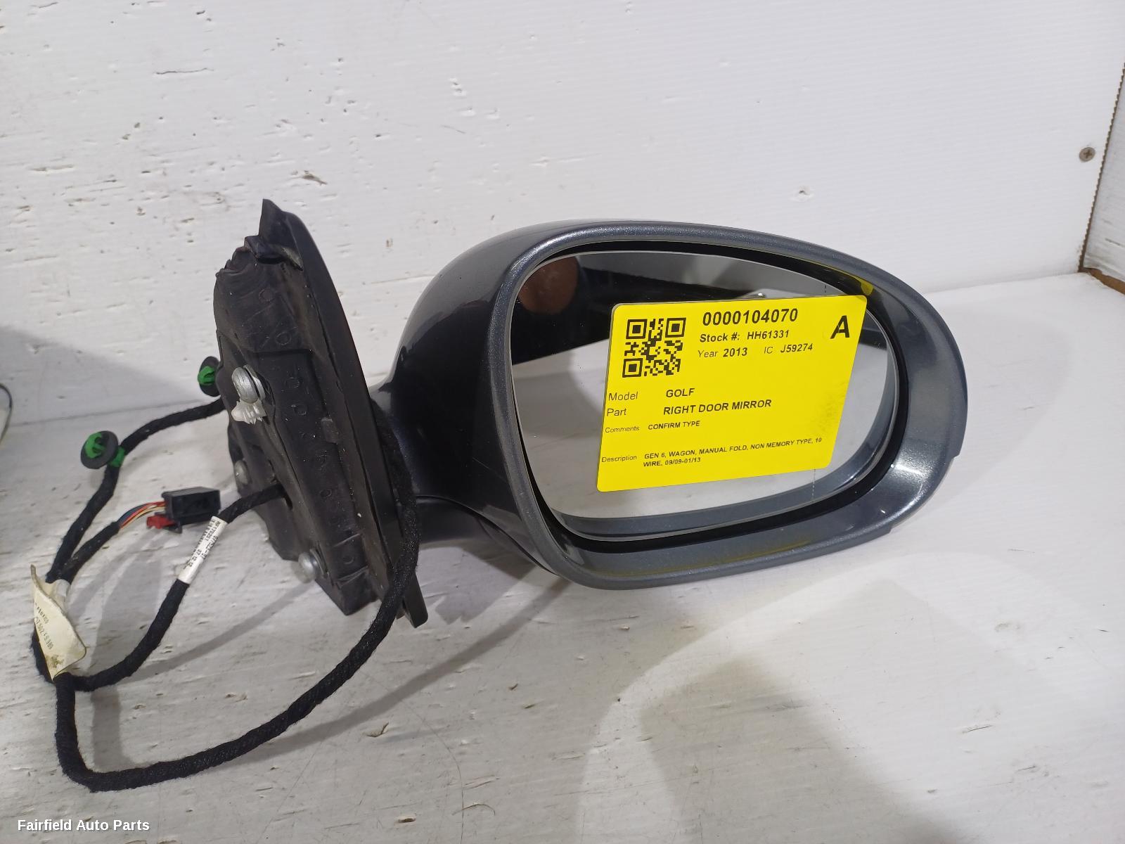 2013 Volkswagen Golf Right Door Mirror
