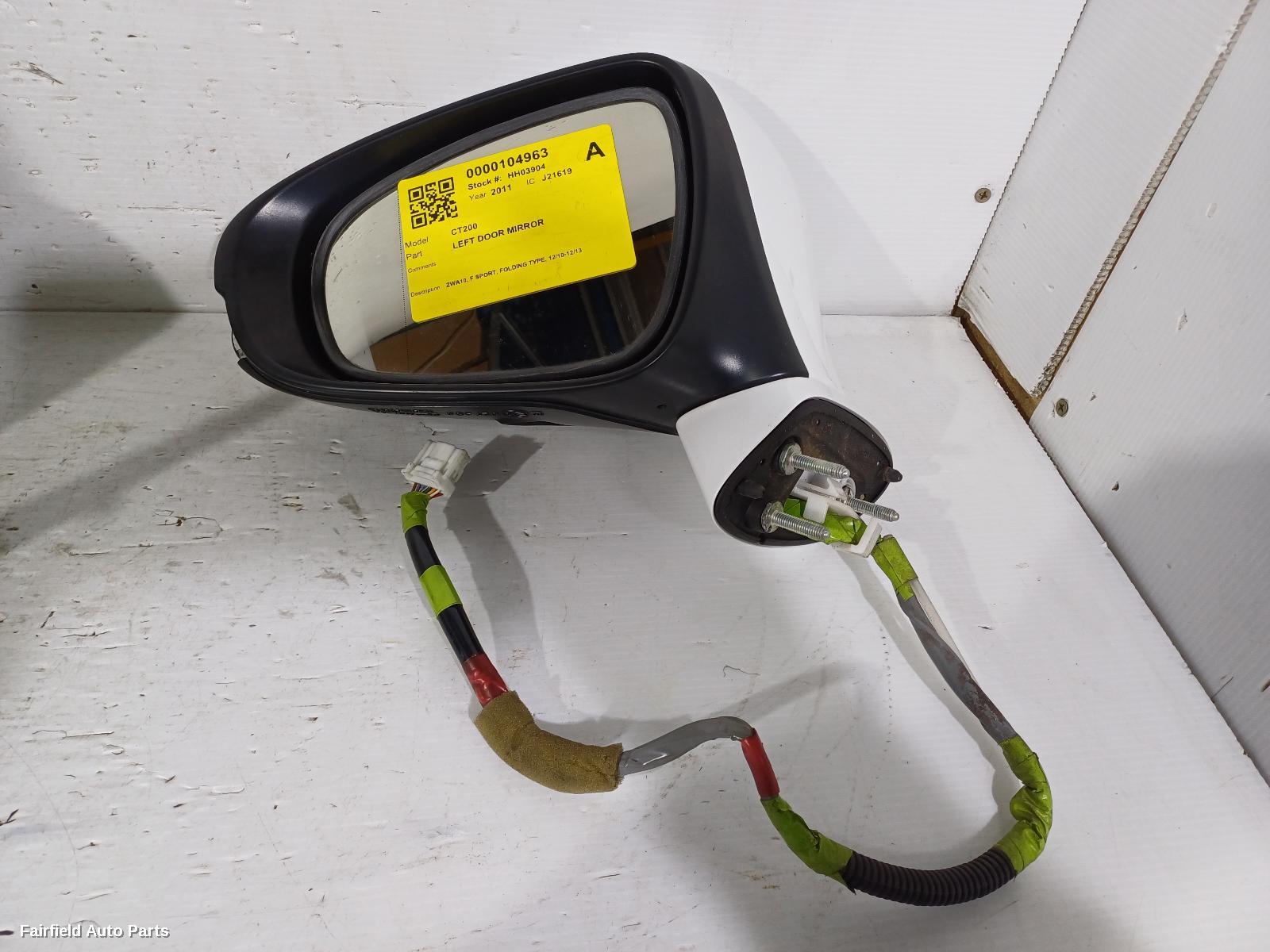 2011 Lexus Ct200h Left Door Mirror