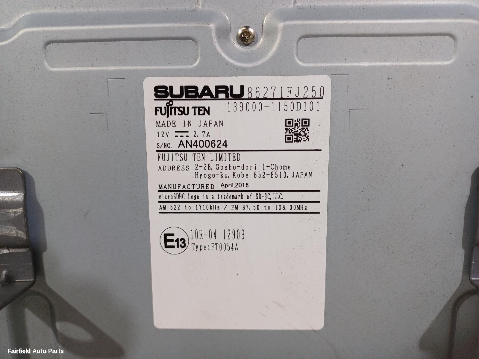 2015-2017 Subaru Xv Radio Cd Dvd Sat Tv