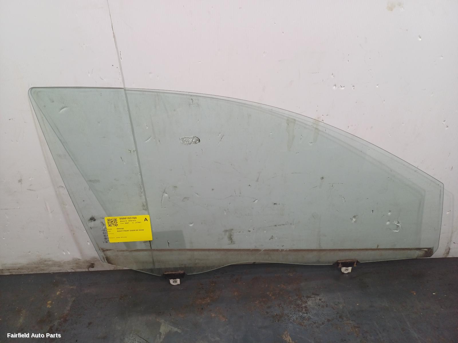 2021 Mitsubishi Mirage Right Front Door Window
