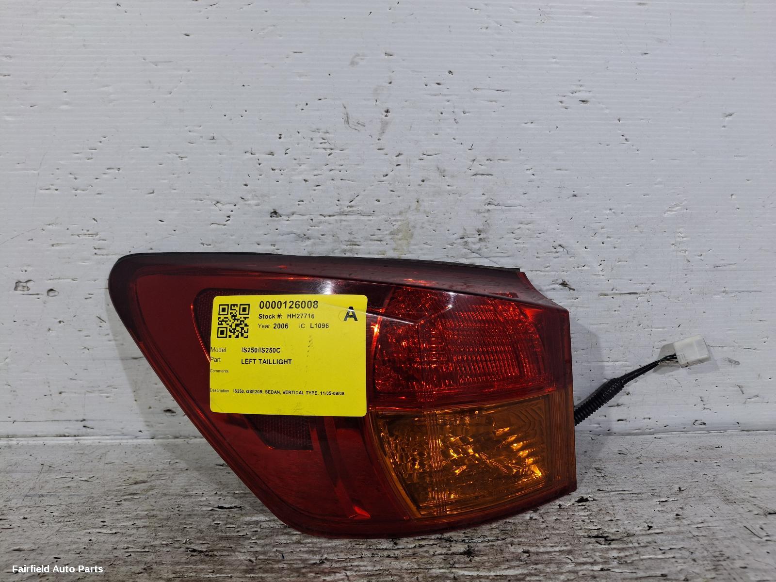 2005-2008 Lexus Is250/is250c Left Taillight