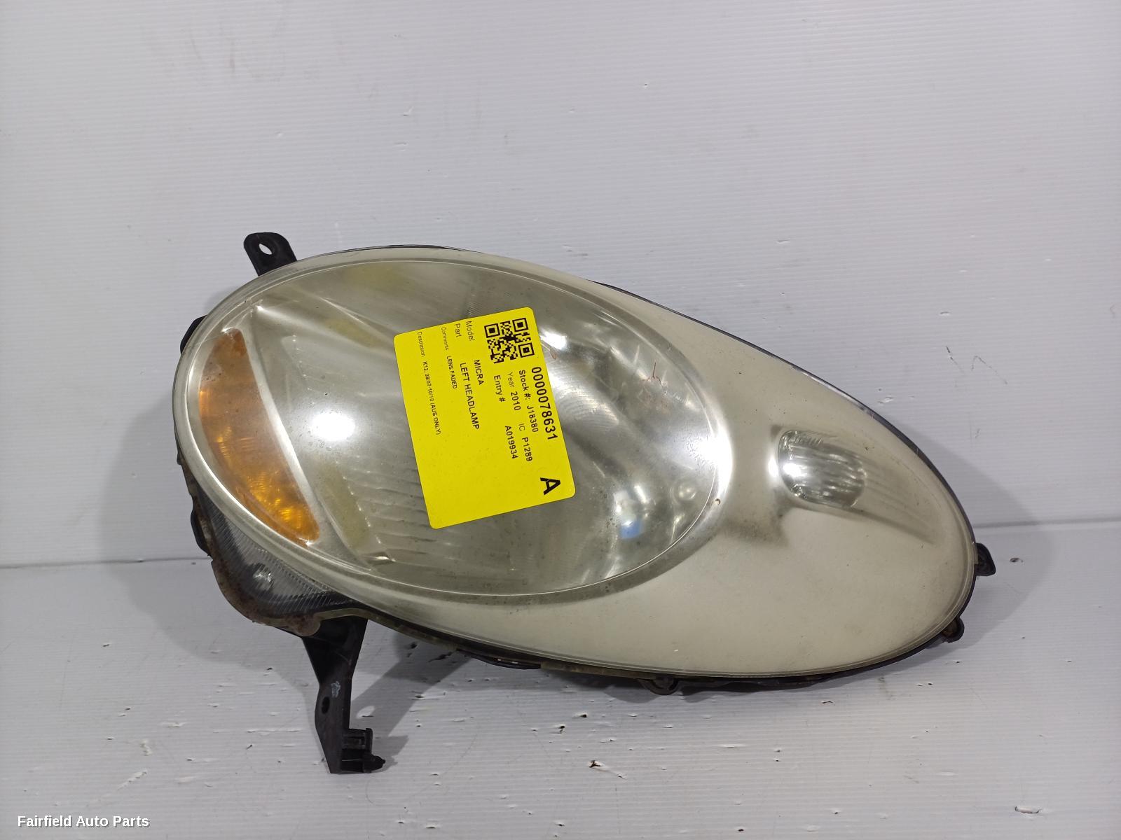 2010 Nissan Micra Left Headlamp