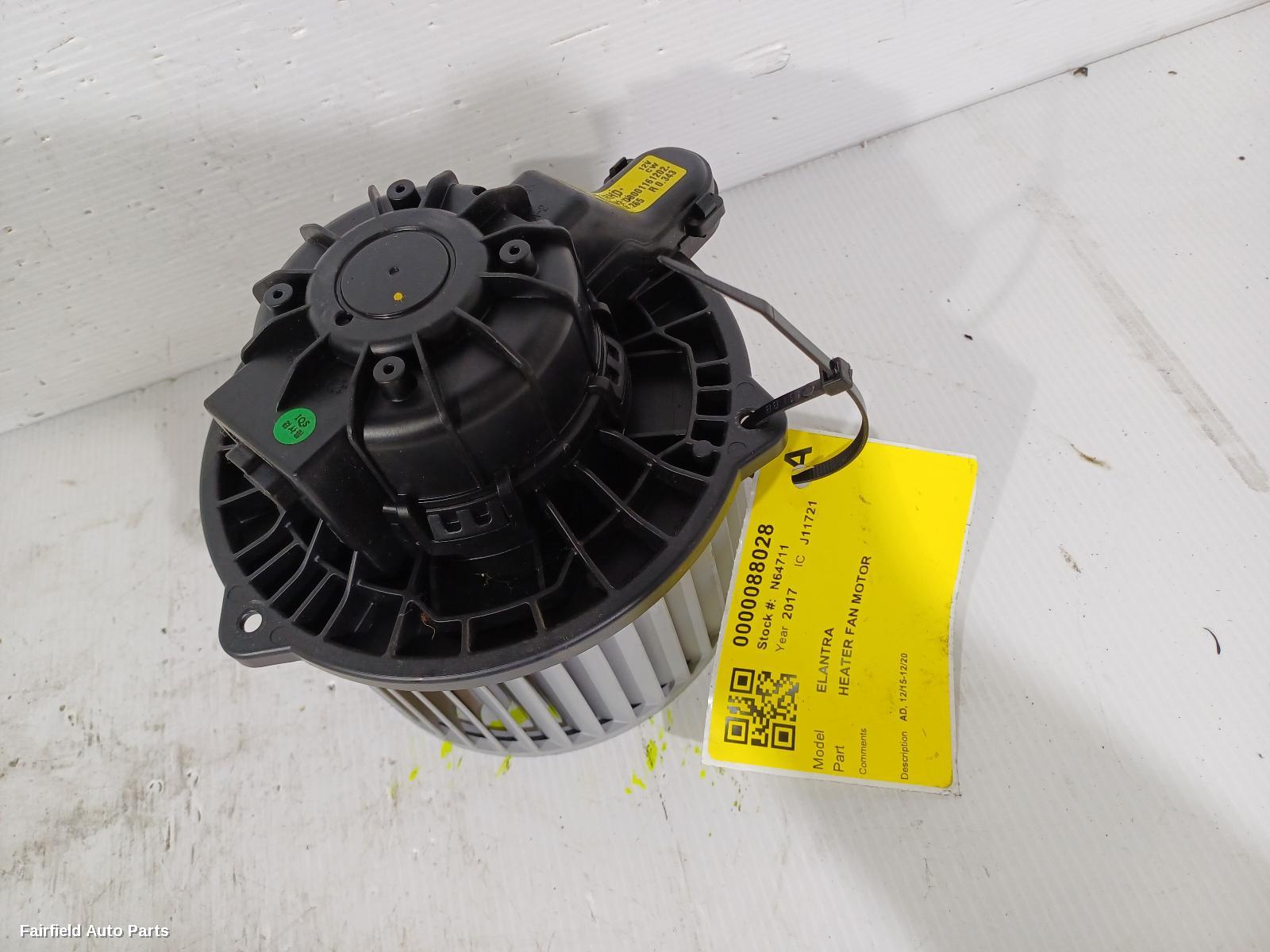 2015-2020 Hyundai Elantra Heater Fan Motor