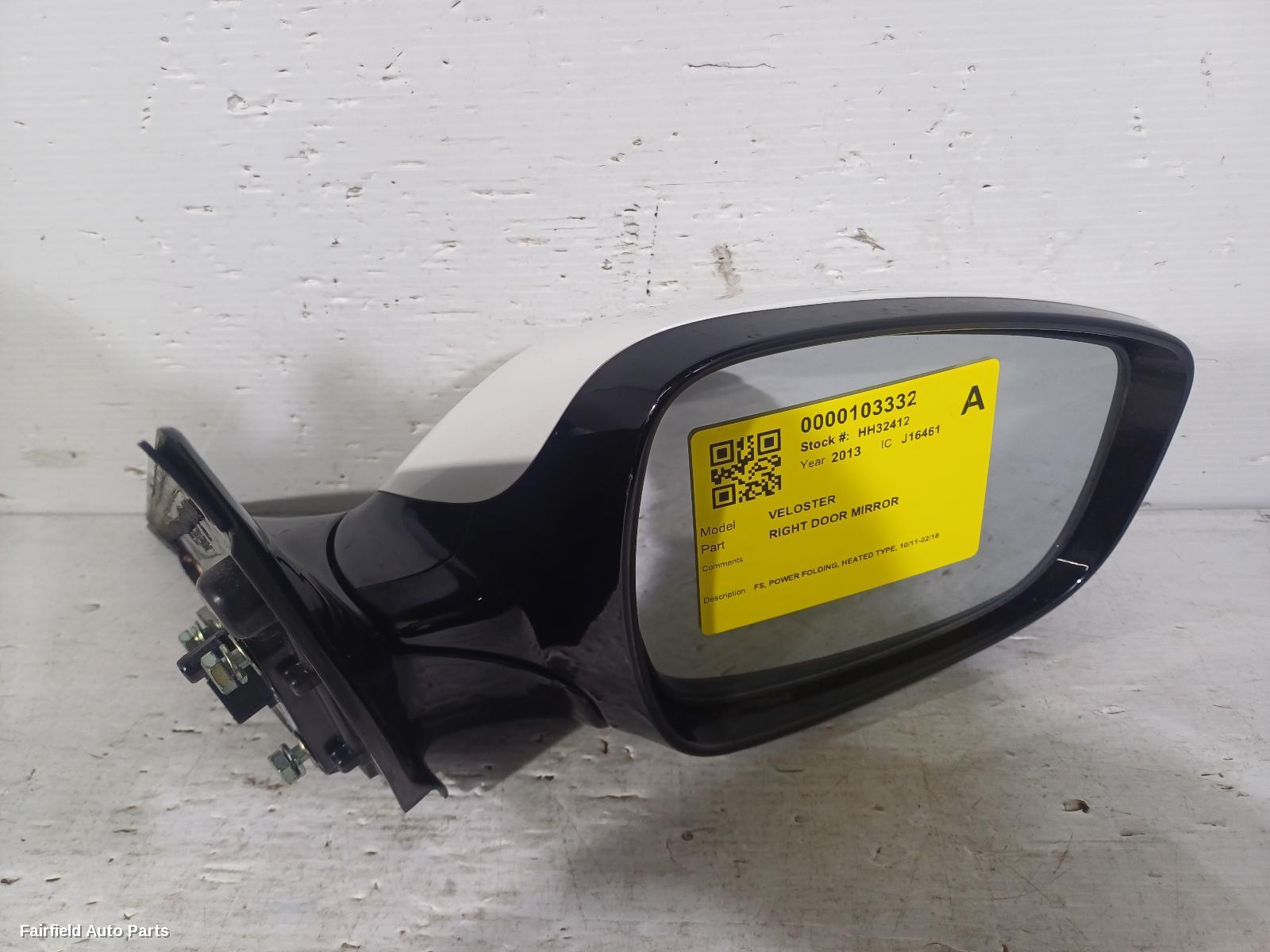 2013 Hyundai Veloster Right Door Mirror