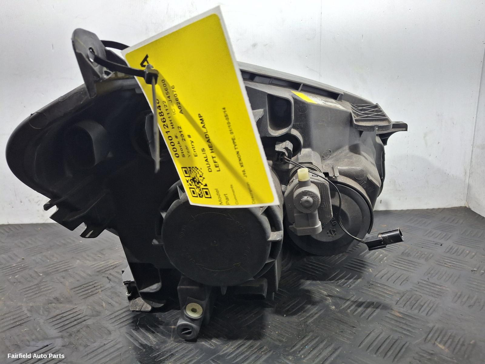 2010-2014 Nissan Dualis Left Headlamp