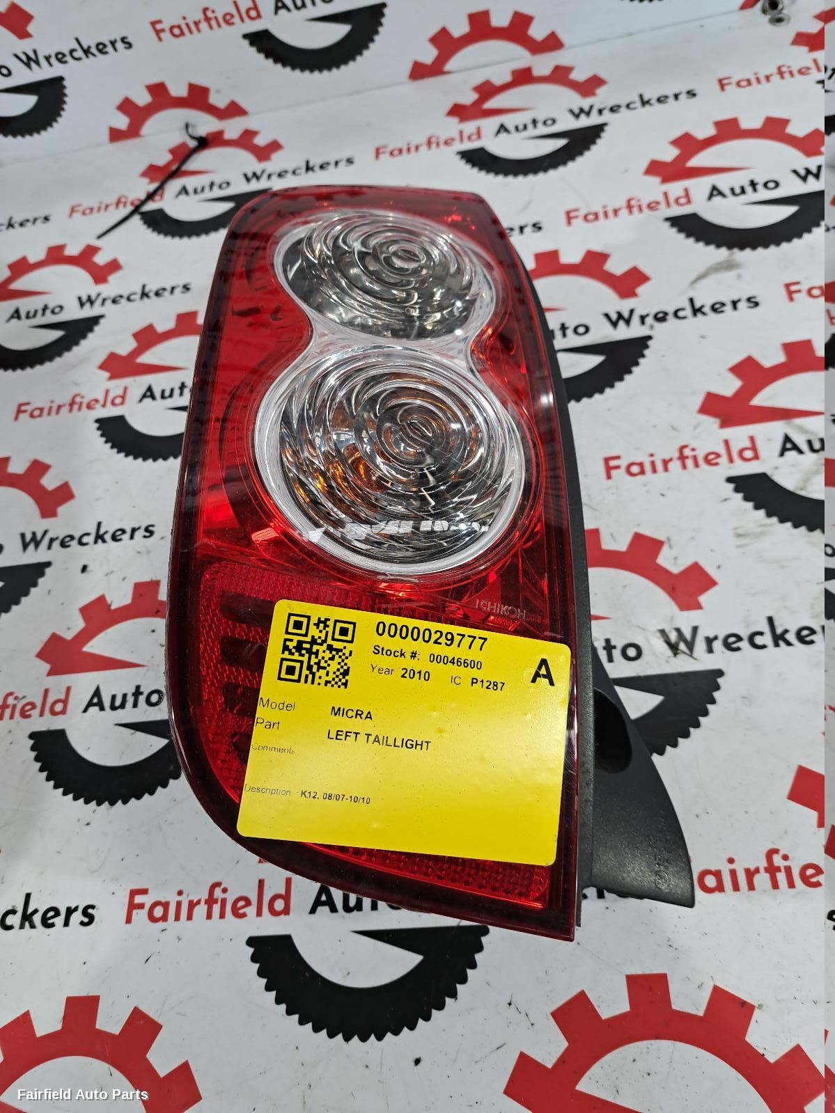 2010 Nissan Micra Left Taillight