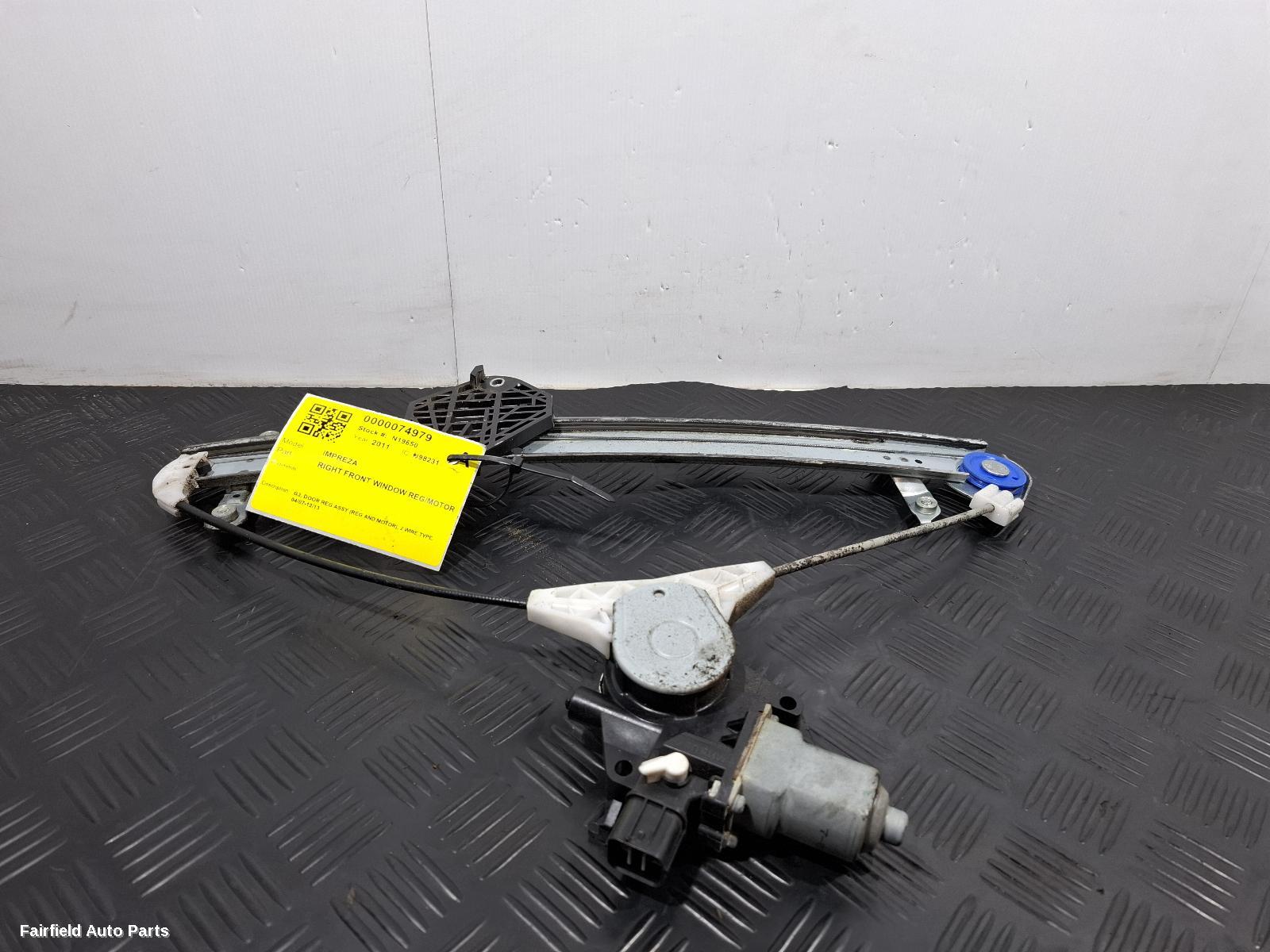 2007-2013 Subaru Impreza Right Front Window Reg Motor
