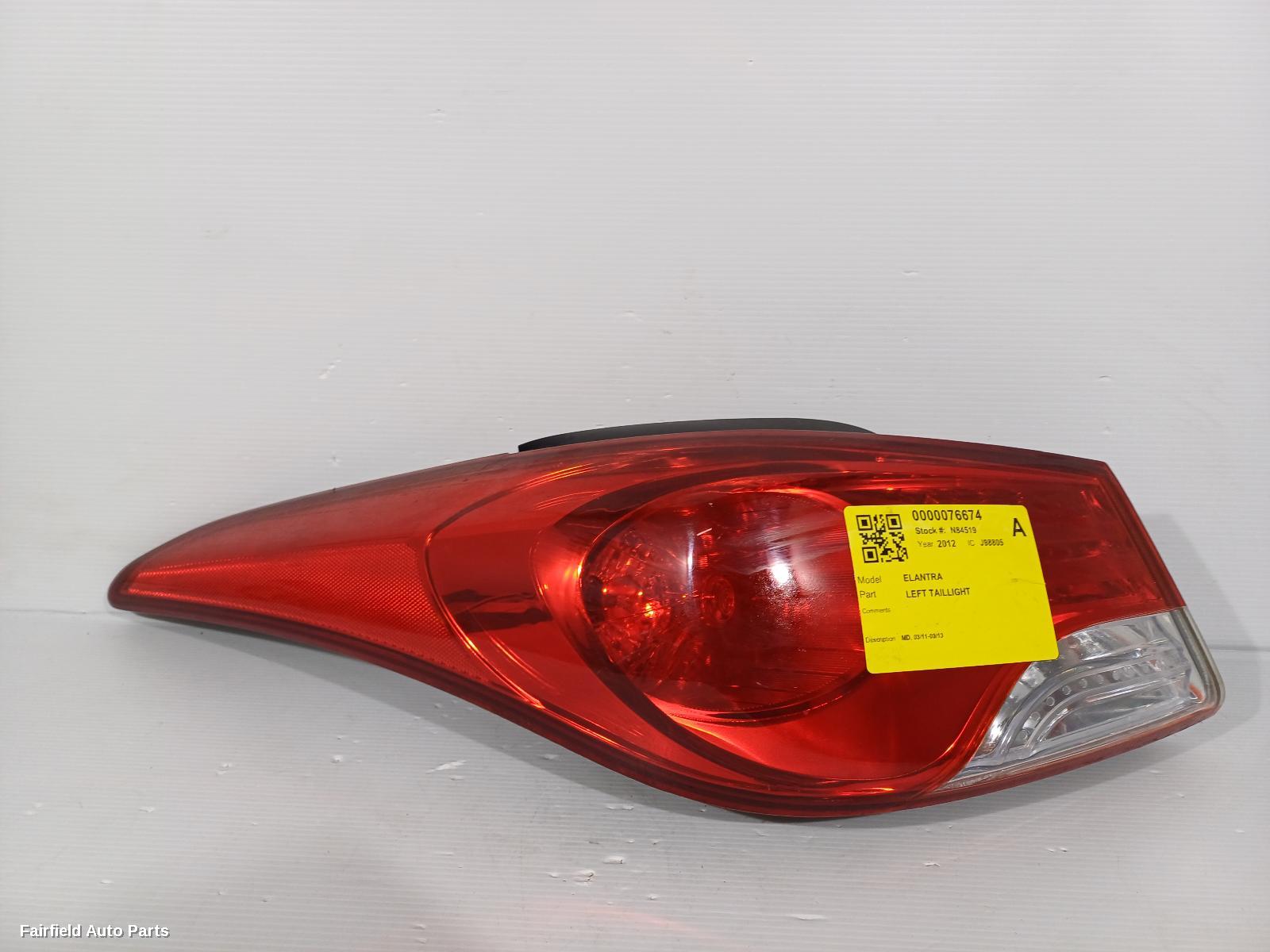 2011-2013 Hyundai Elantra Left Taillight