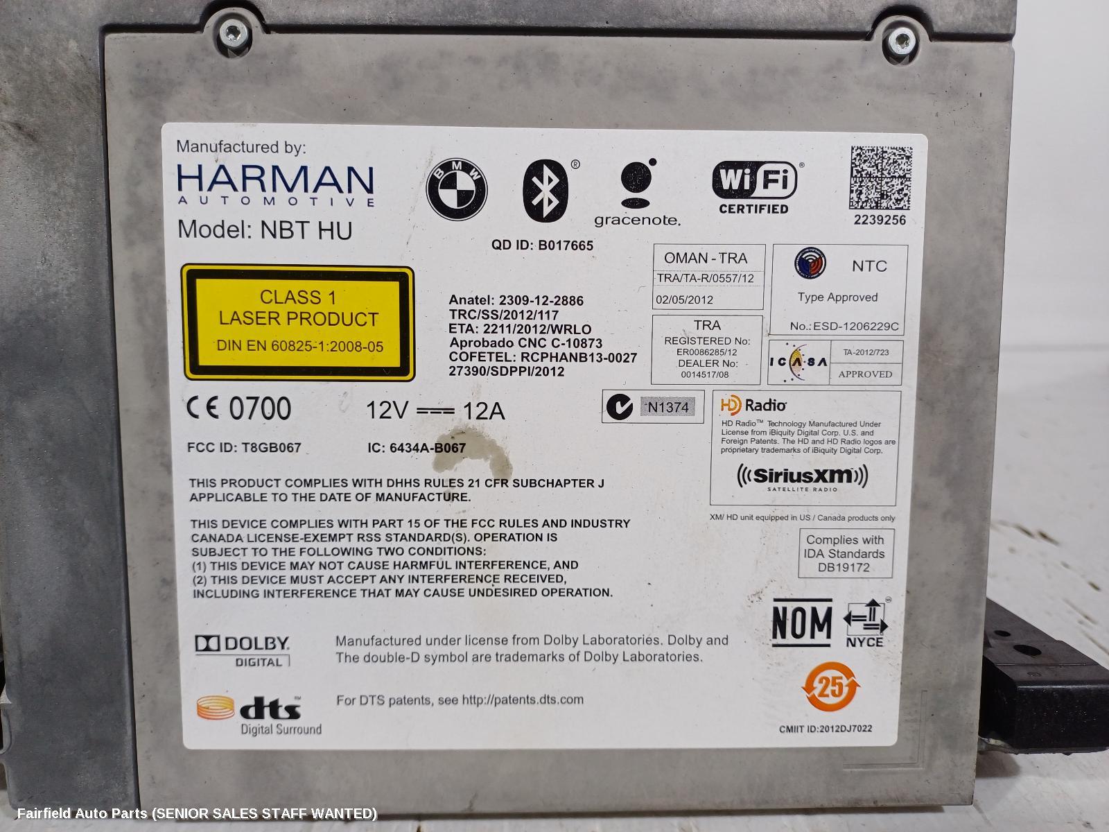 2014 Mini Cooper Radio Cd Dvd Sat Tv