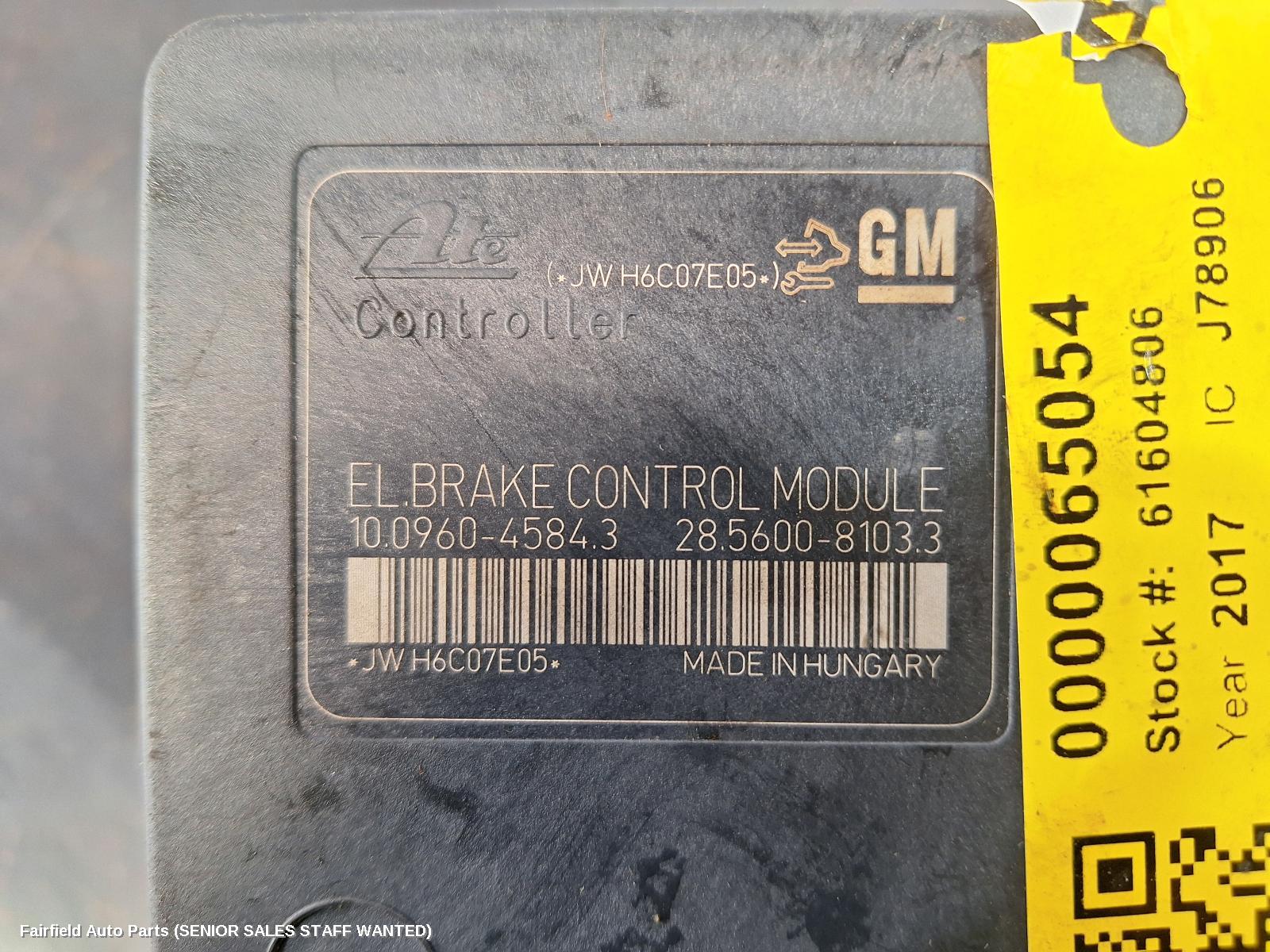 2017 Holden Cruze Abs Pump Modulator