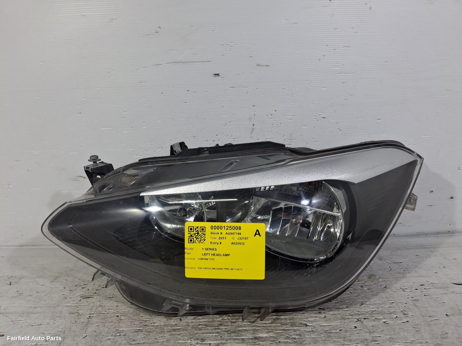 2011-2015 Bmw 1 Series Left Headlamp