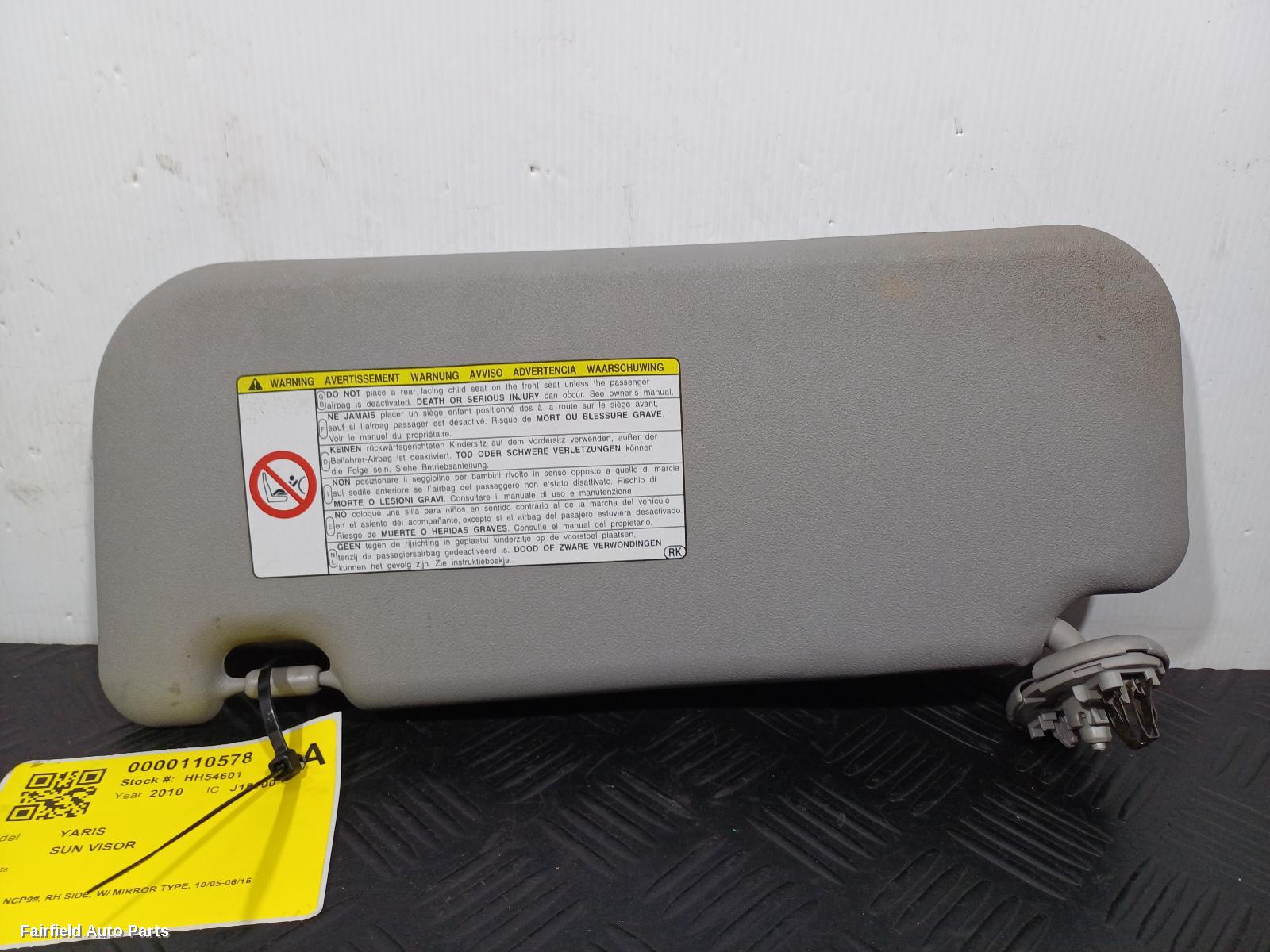 2005-2016 Toyota Yaris Sunvisor