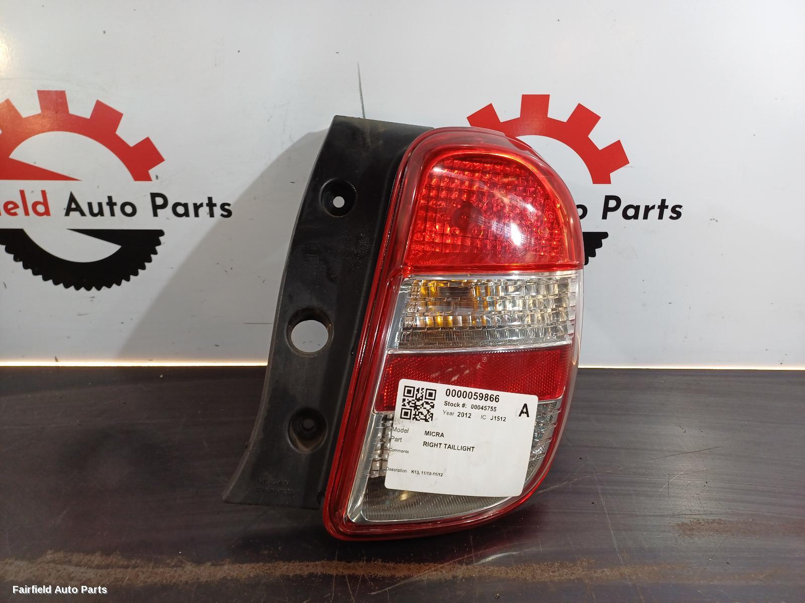 2010-2012 Nissan Micra Right Taillight