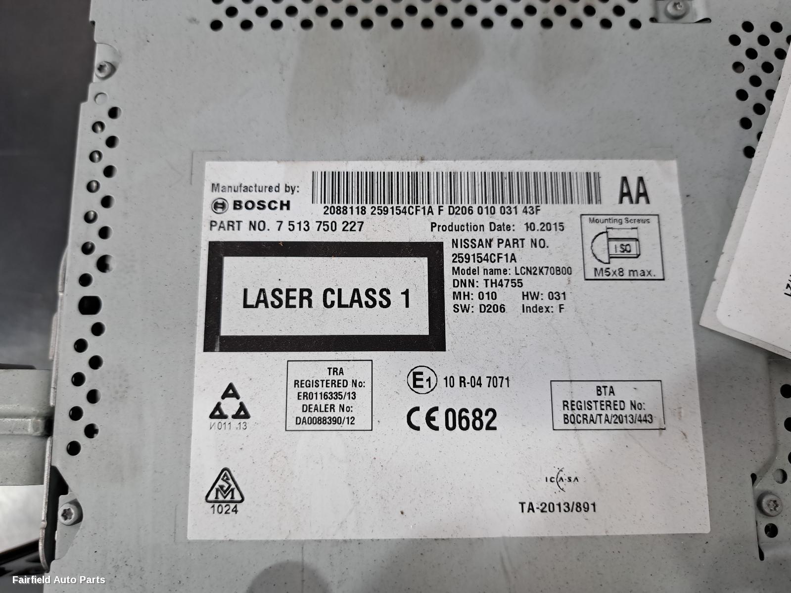 2013-2021 Nissan Qashqai Radio Cd Dvd Sat Tv