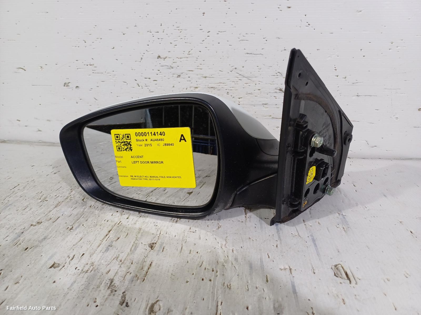 2011-2019 Hyundai Accent Left Door Mirror