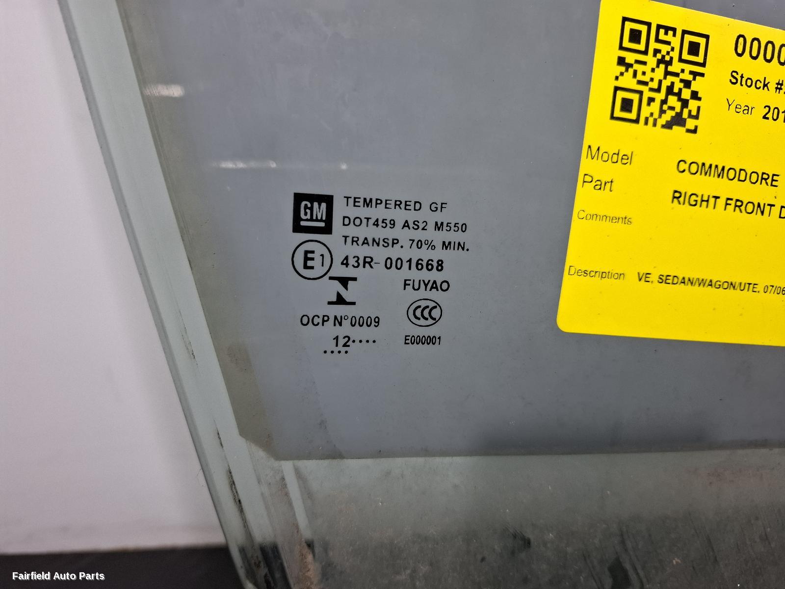 2006-2013 Holden Commodore Right Front Door Window