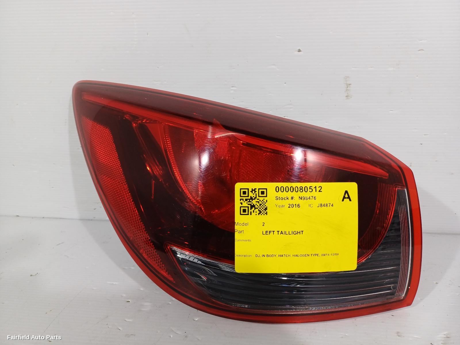 2014-2019 Mazda 2 Left Taillight