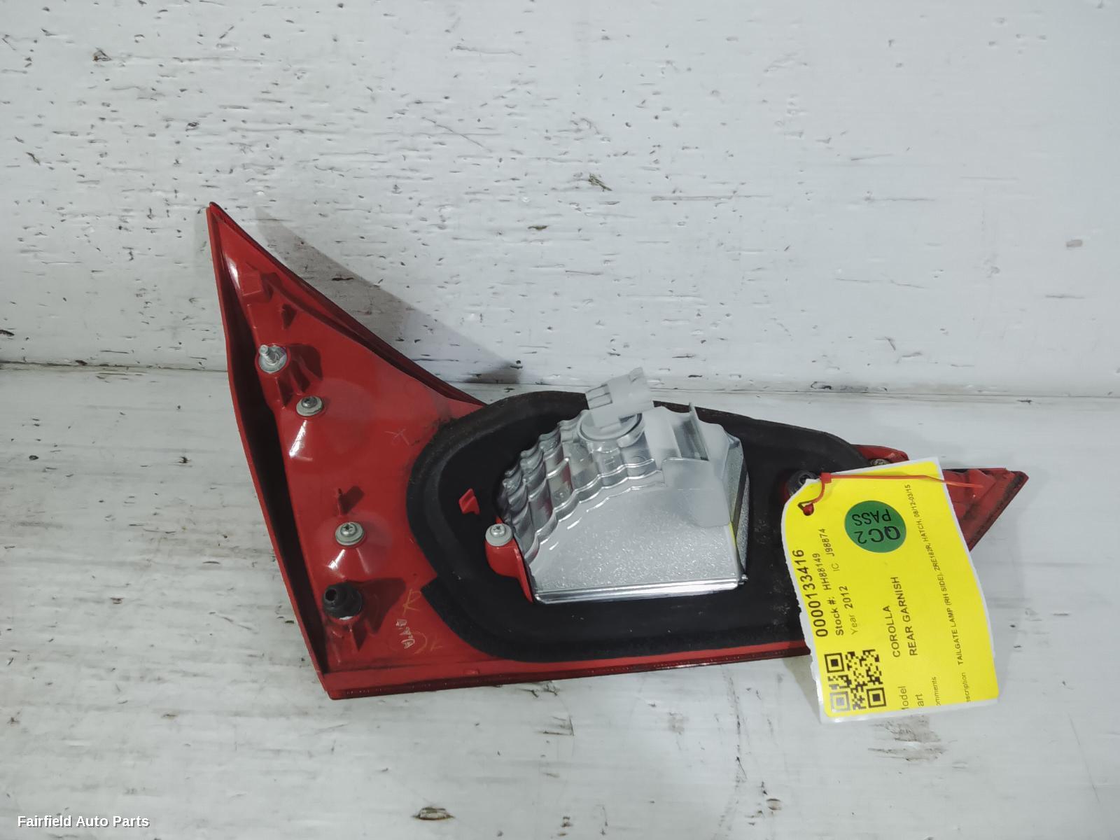 2012-2015 Toyota Corolla Rear Garnish