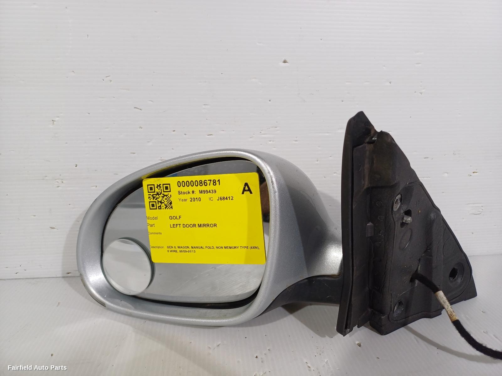 2009-2013 Volkswagen Golf Left Door Mirror