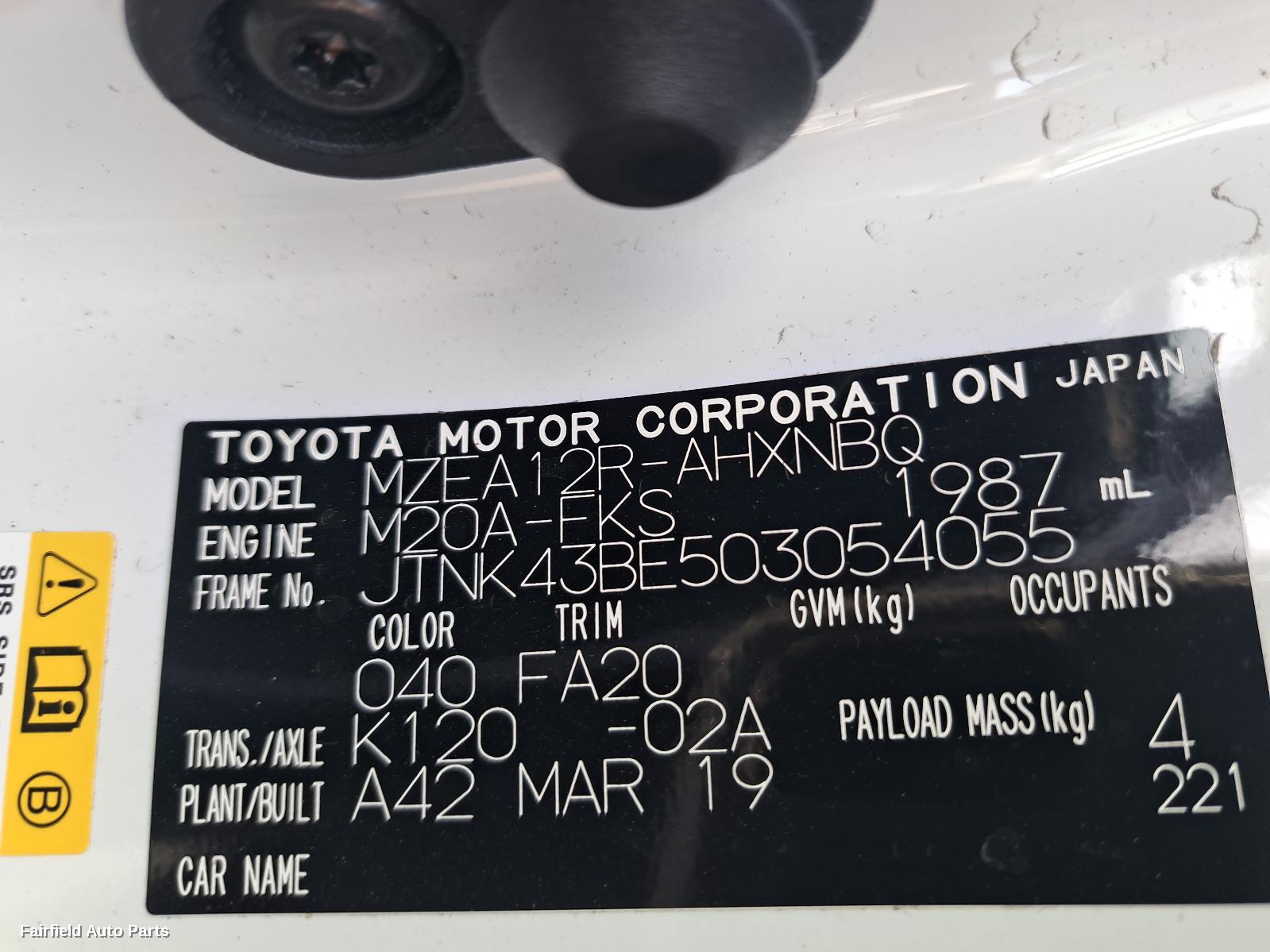 2018-2025 Toyota Corolla Bootlid Tailgate