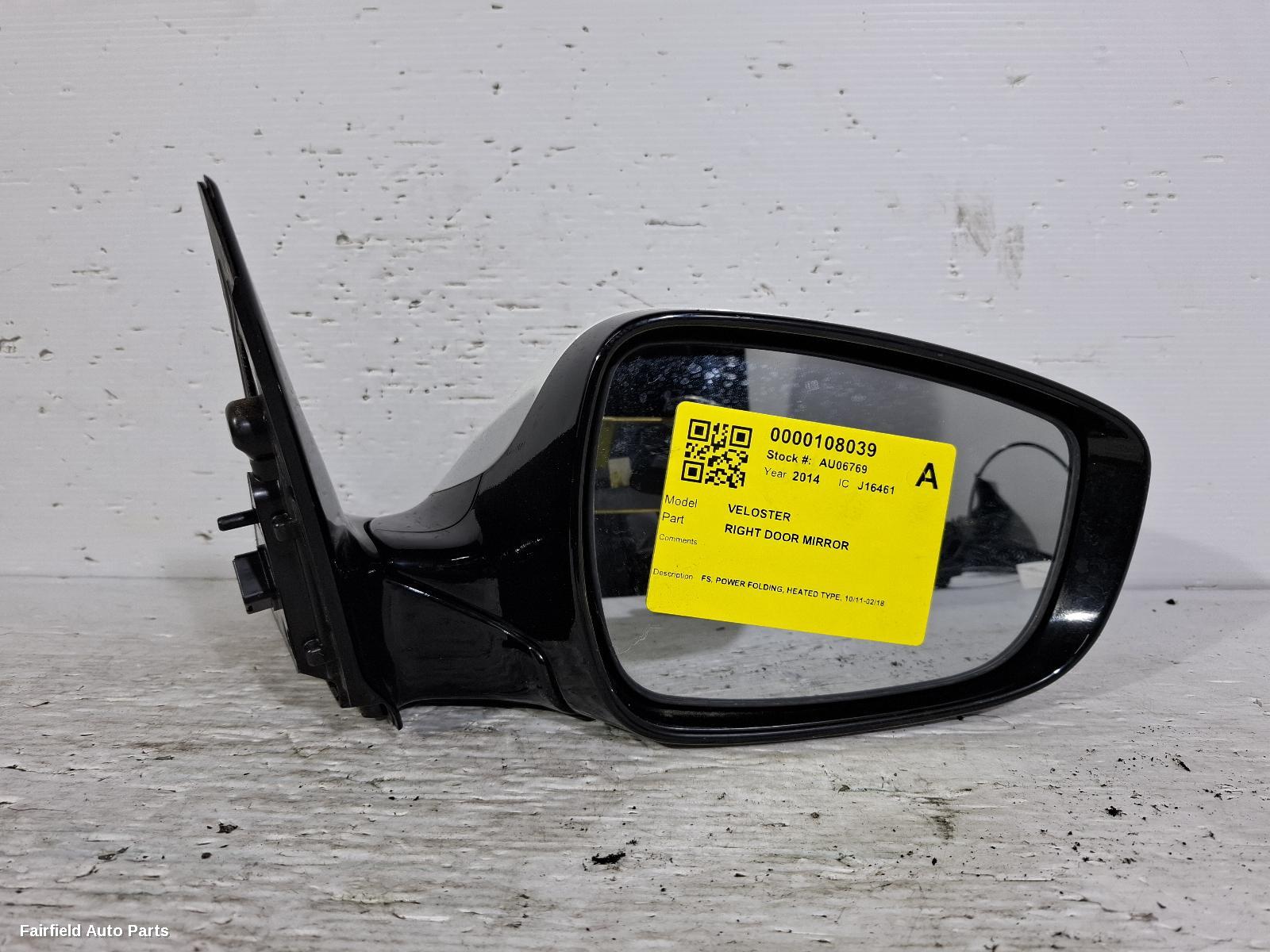 2011-2018 Hyundai Veloster Right Door Mirror