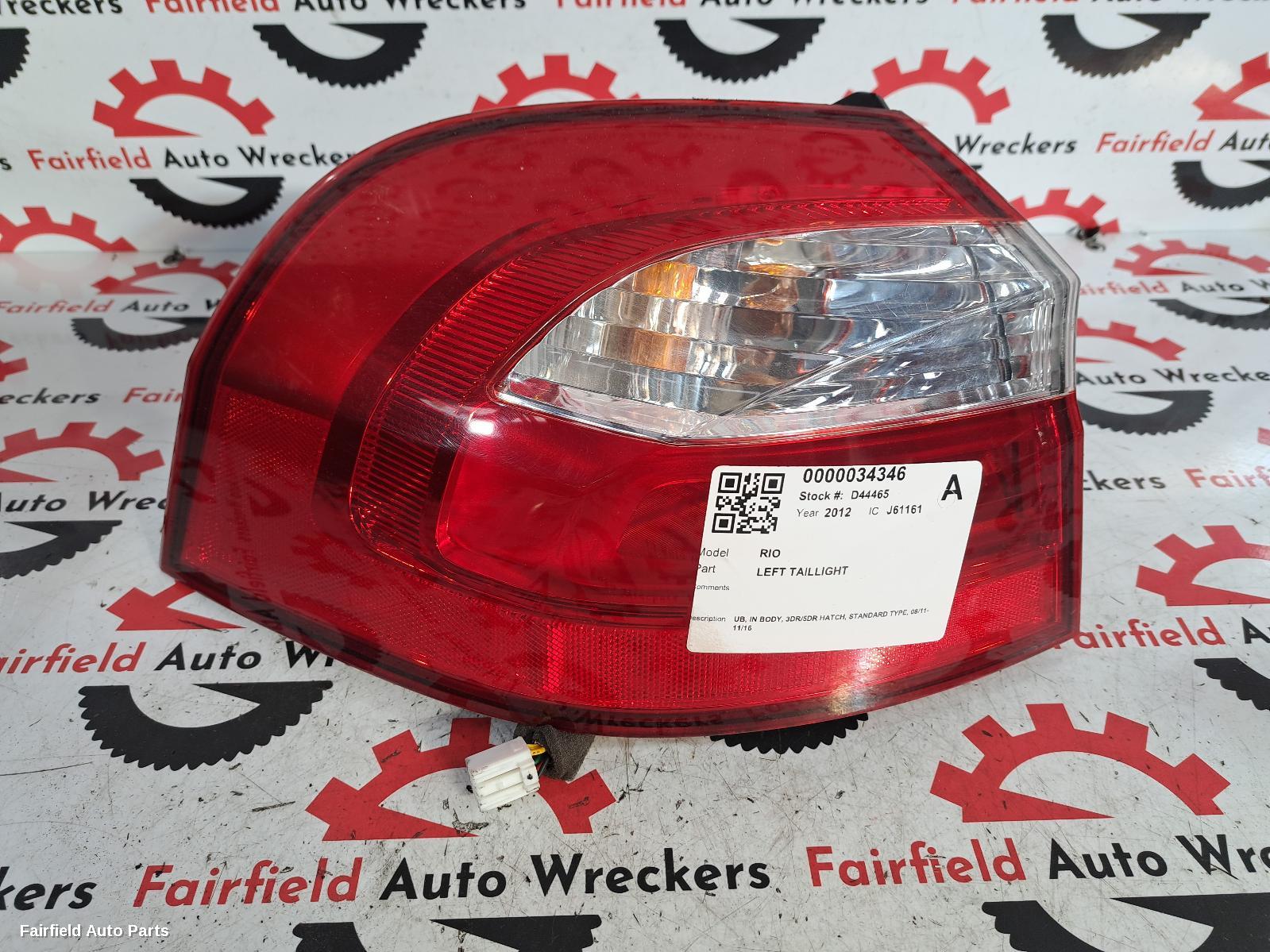 2012 Kia Rio Left Taillight