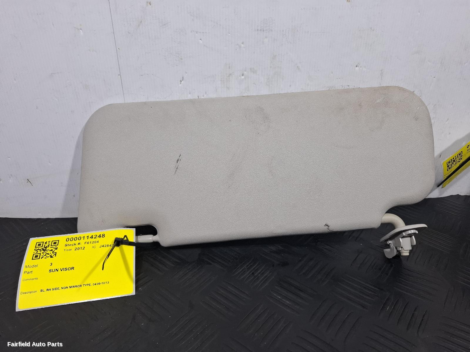 2009-2013 Mazda 3 Sunvisor