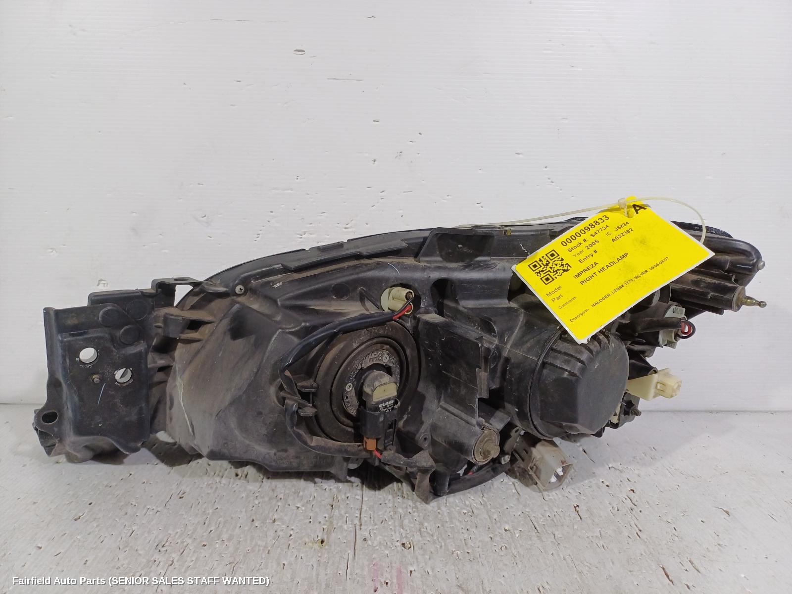 2005 Subaru Impreza Right Headlamp