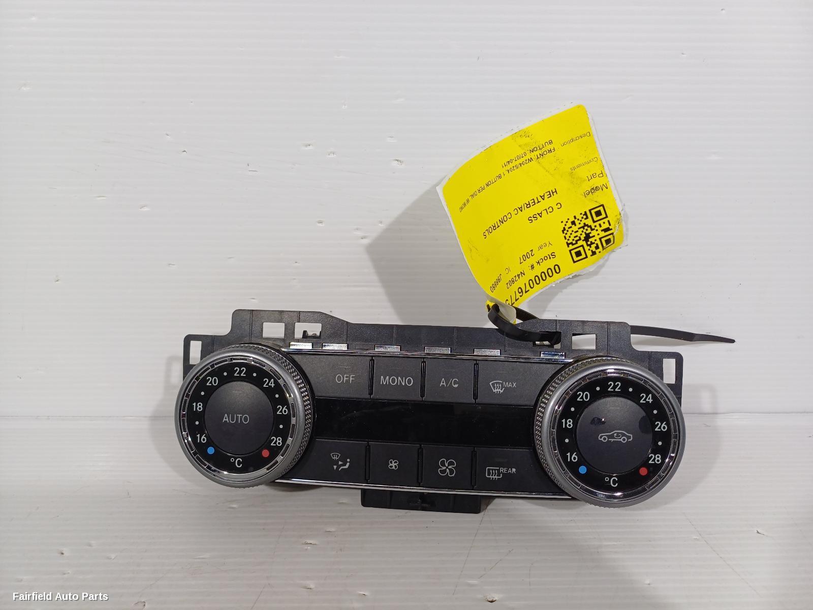 2007-2011 Mercedes C Class Heater Ac Controls