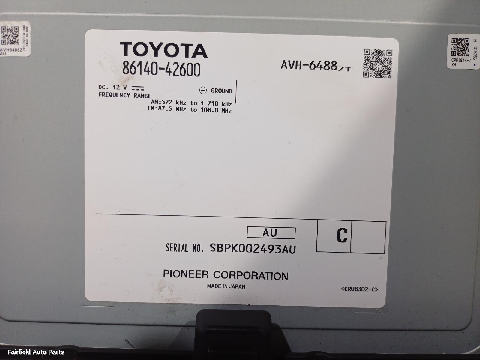 2018-2022 Toyota Rav4 Radio Cd Dvd Sat Tv