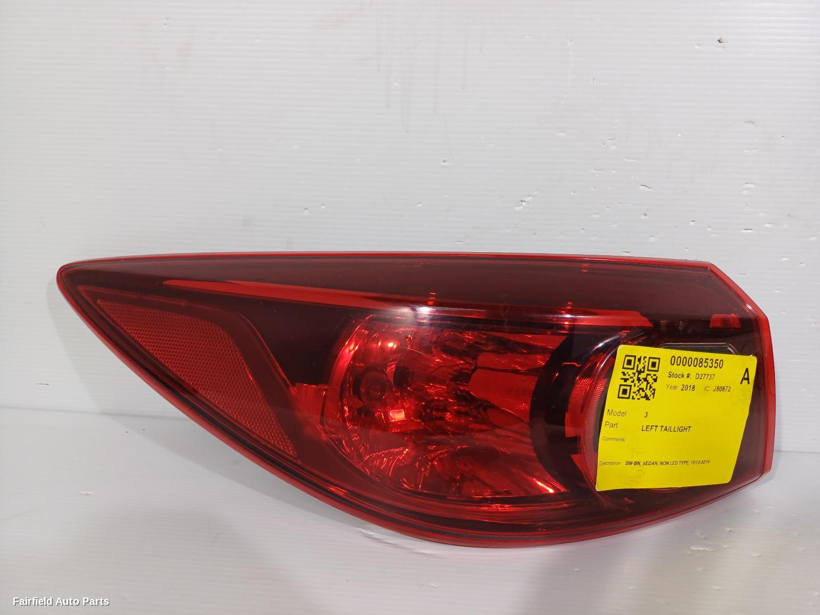 2013-2019 Mazda 3 Left Taillight