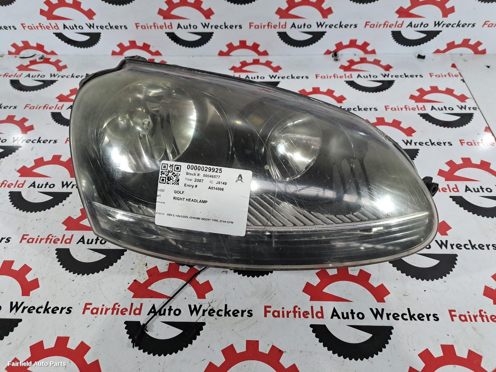 2004-2009 Volkswagen Golf Right Headlamp