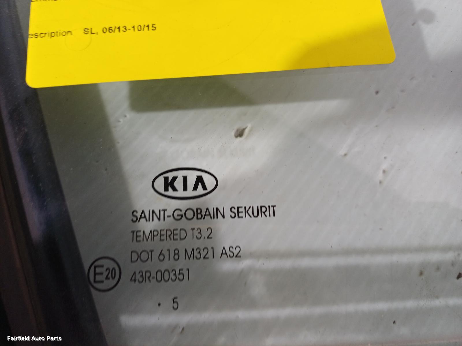 2013-2015 Kia Sportage Right Rear 1 4 Door Glass