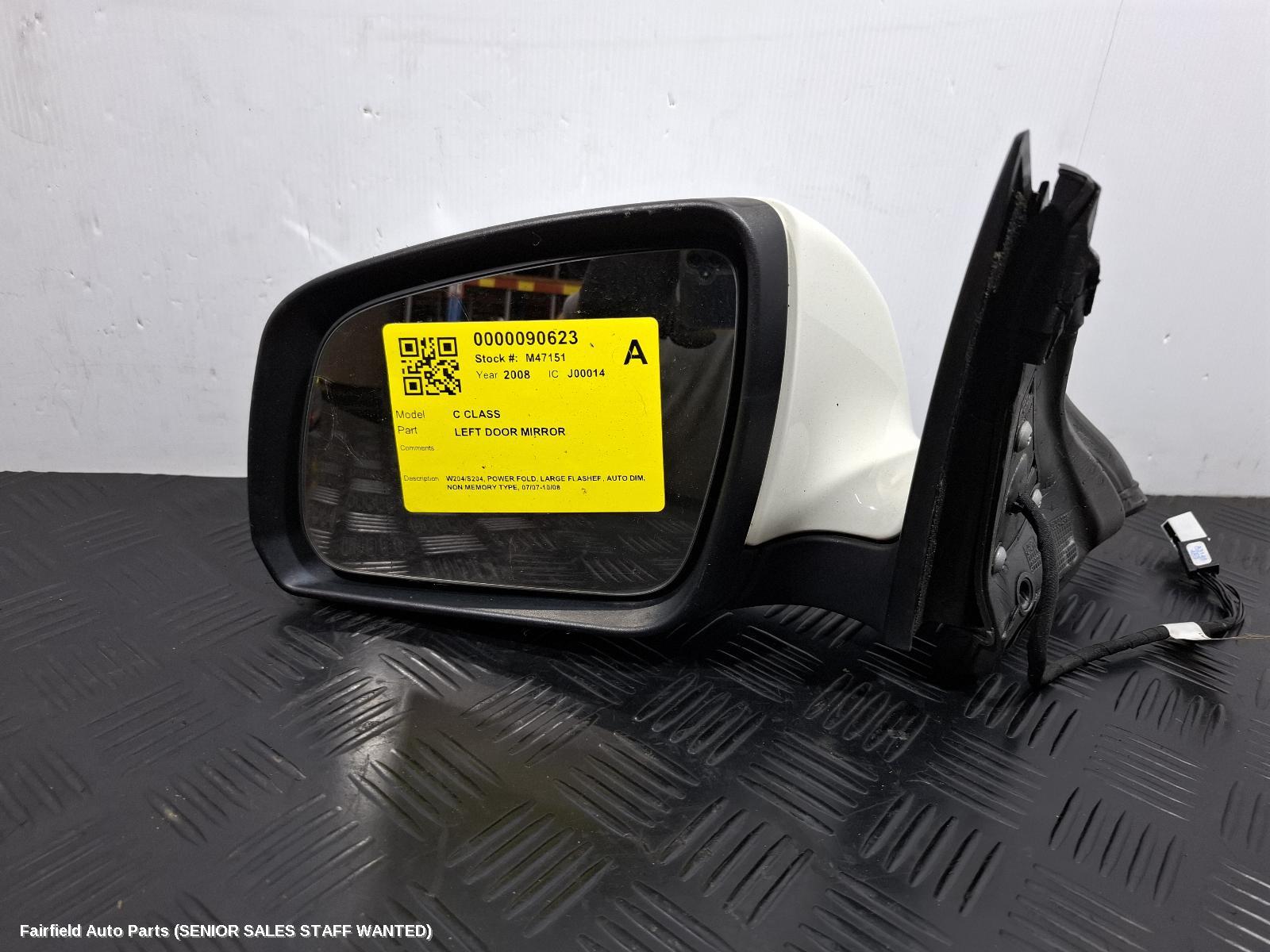 2008 Mercedes C Class Left Door Mirror