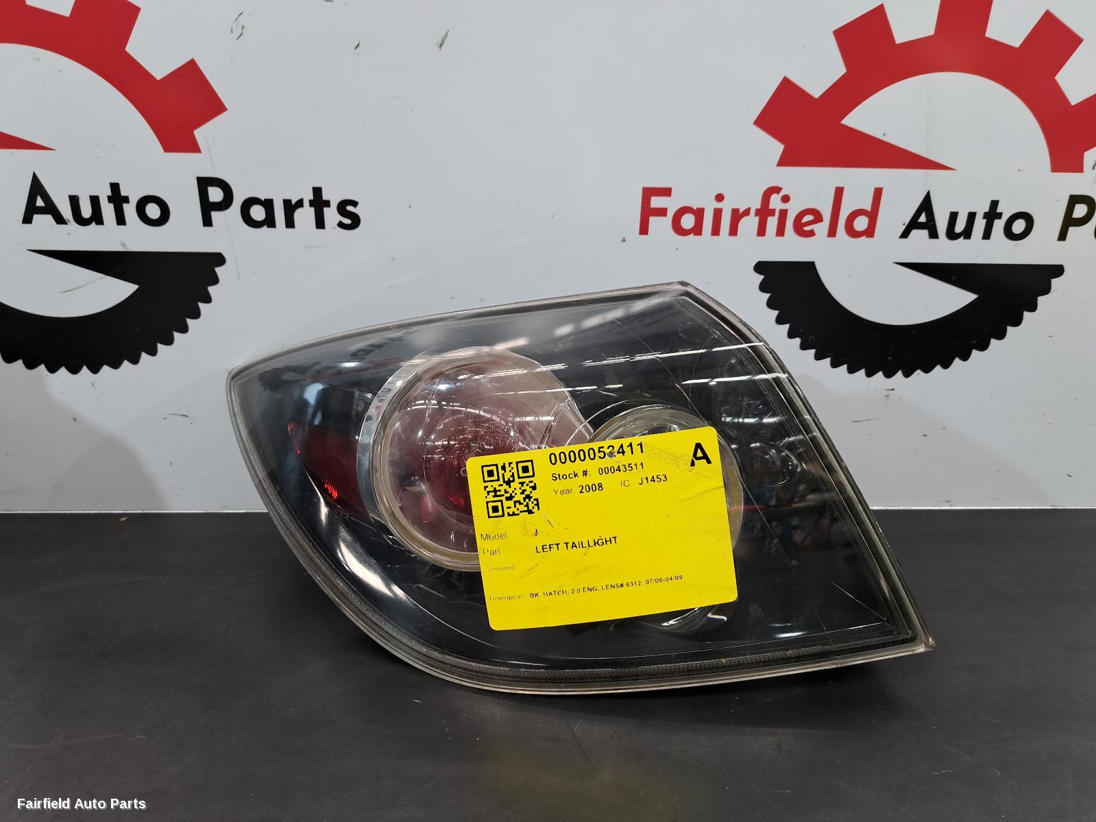 2008 Mazda 3 Left Taillight