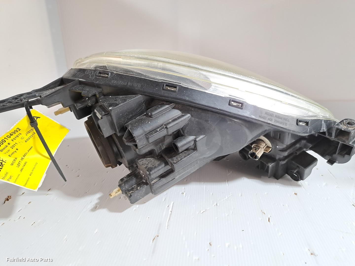 2010-2012 Nissan Micra Left Headlamp