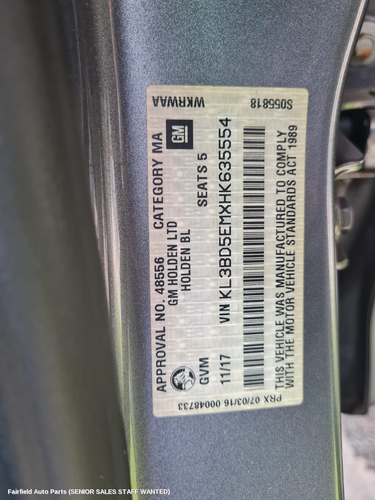 2017 Holden Astra Washer Bottle