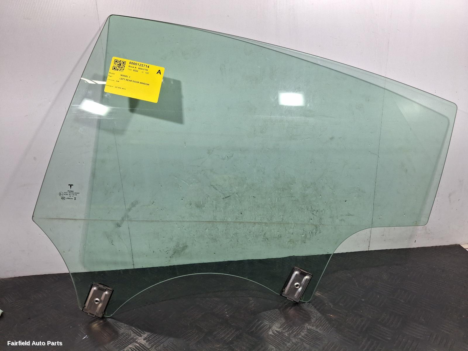 2019-2026 Tesla Model 3 Left Rear Door Window