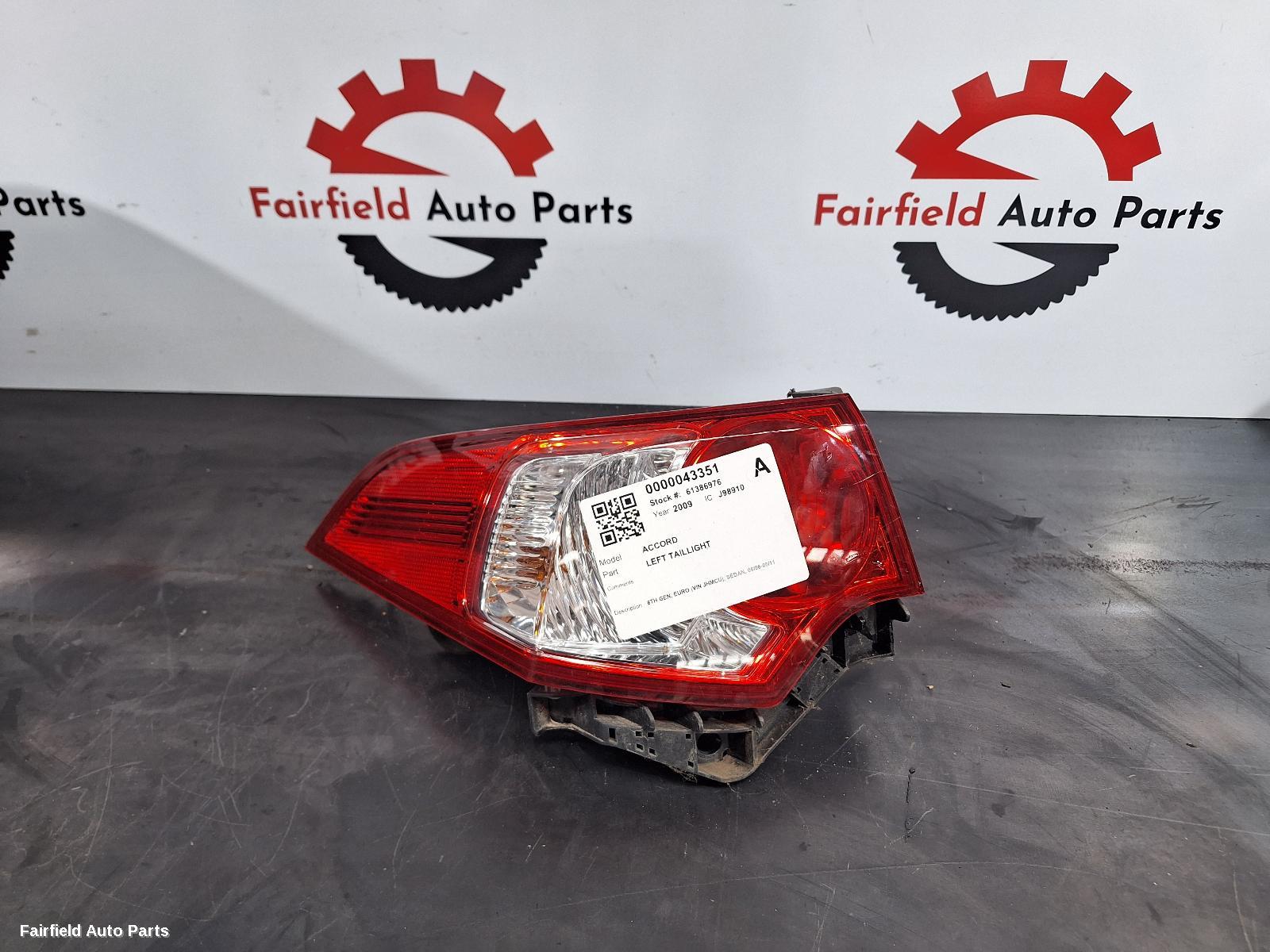 2009 Honda Accord Left Taillight