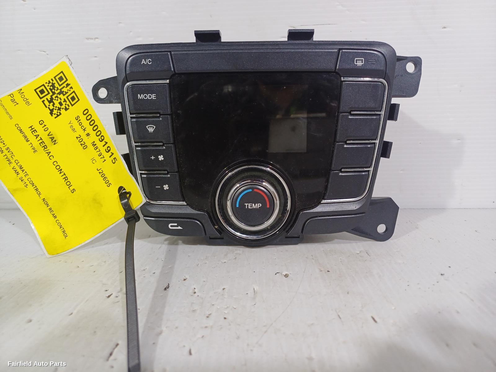 2015-2022 Ldv G10 Heater Ac Controls