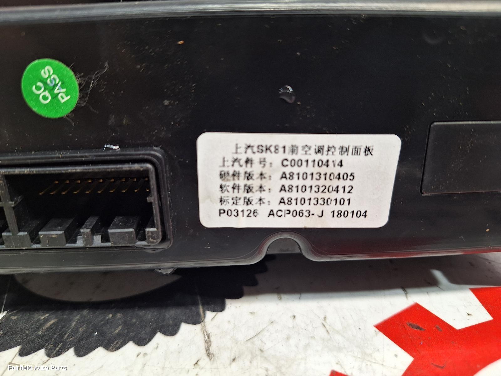 2017-2021 Ldv T60 Heater Ac Controls