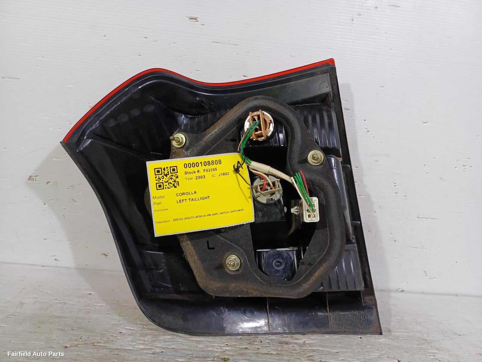 2003-2004 Toyota Corolla Left Taillight