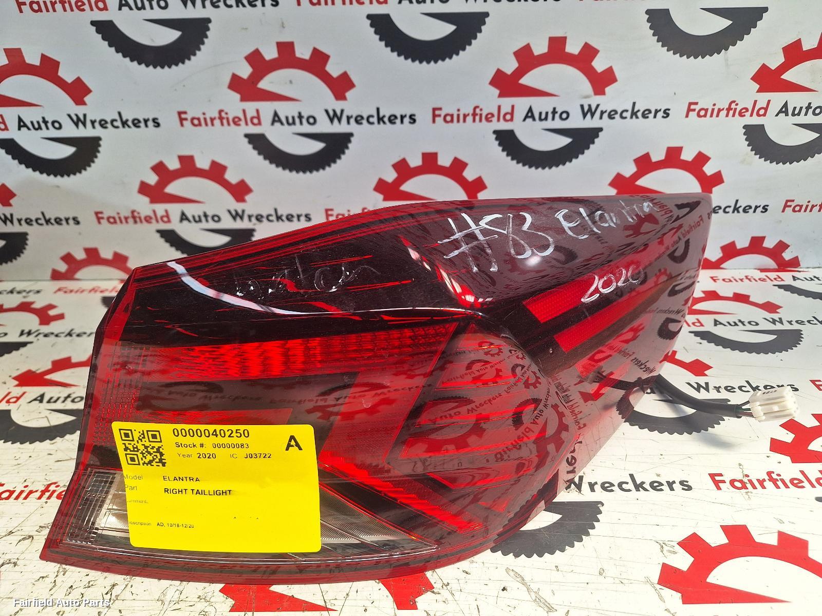 2020 Hyundai Elantra Right Taillight