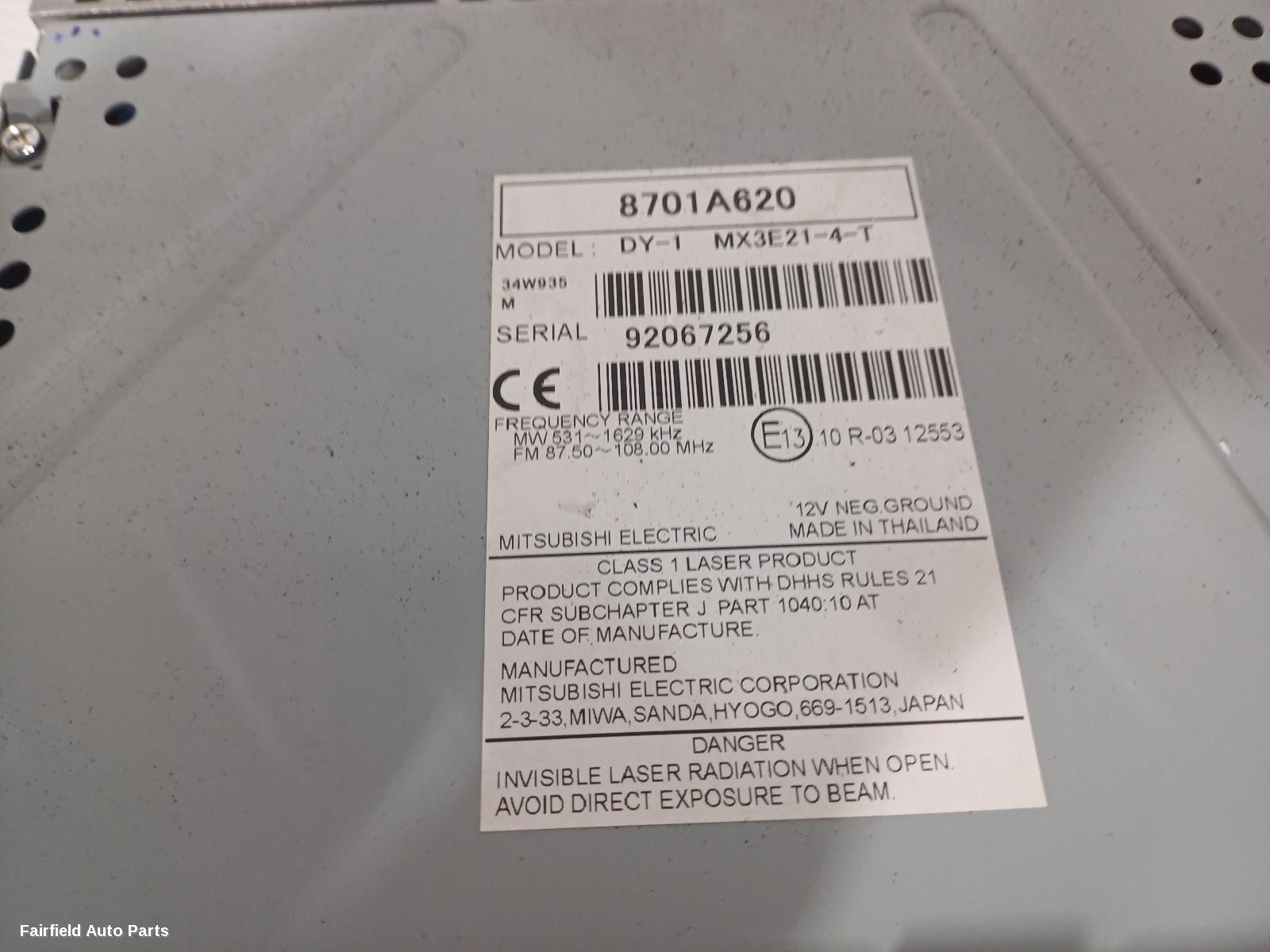 2012-2020 Mitsubishi Mirage Radio Cd Dvd Sat Tv