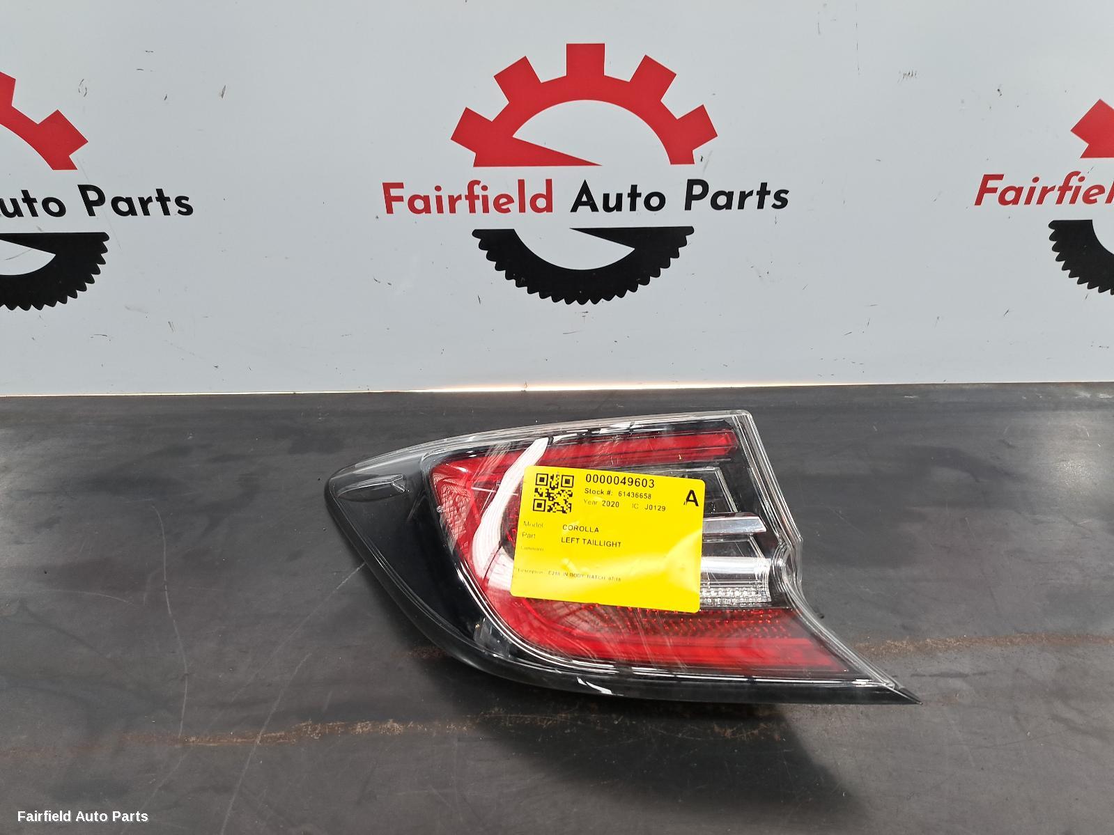 2020 Toyota Corolla Left Taillight