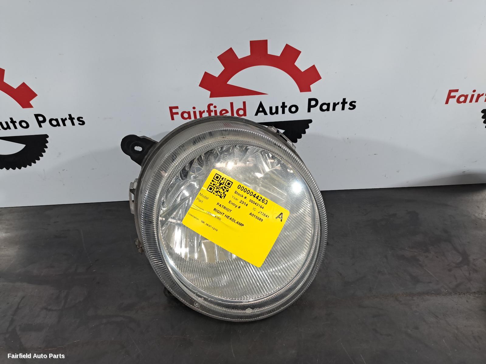 2014 Jeep Patriot Right Headlamp