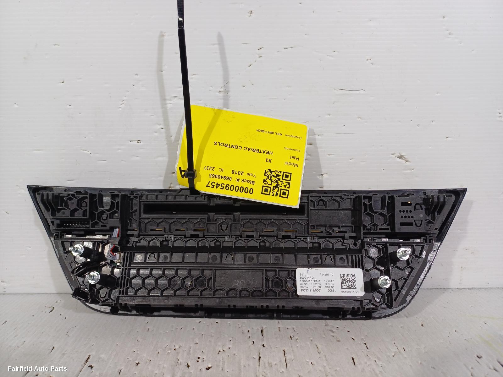 2017-2021 Bmw X3 Heater Ac Controls