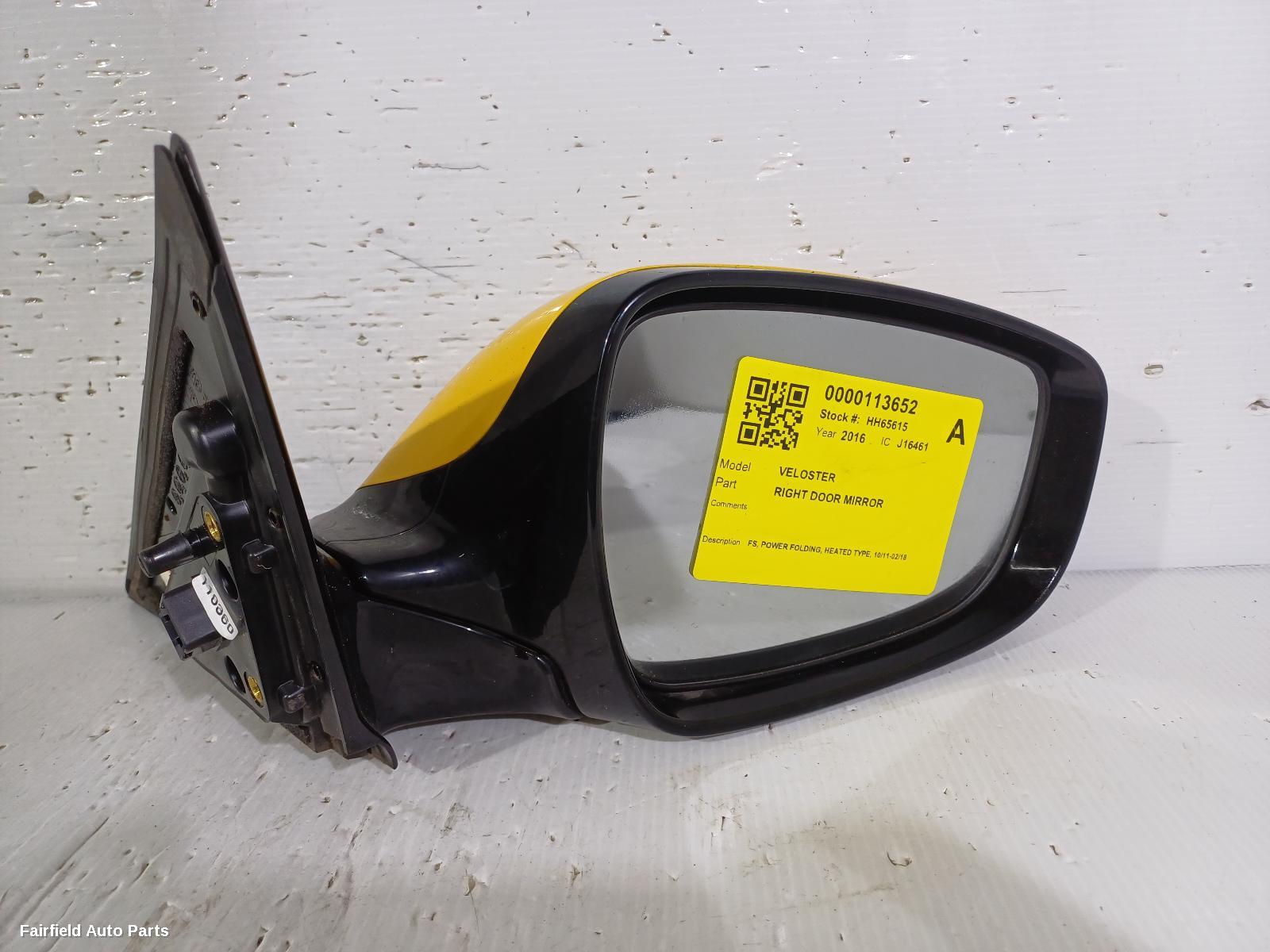 2011-2018 Hyundai Veloster Right Door Mirror